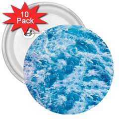 Blue Ocean Wave Texture 3  Buttons (10 Pack)  by Jack14