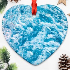 Blue Ocean Wave Texture Heart Ornament (two Sides) by Jack14