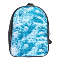 Blue Ocean Wave Texture School Bag (large) by Jack14