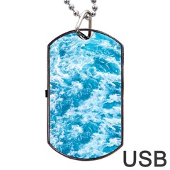 Blue Ocean Wave Texture Dog Tag Usb Flash (two Sides) by Jack14