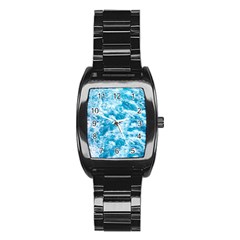 Blue Ocean Wave Texture Stainless Steel Barrel Watch by Jack14