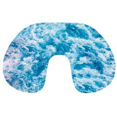 Blue Ocean Wave Texture Travel Neck Pillow by Jack14