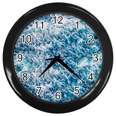 Summer Blue Ocean Wave Wall Clock (black) by Jack14