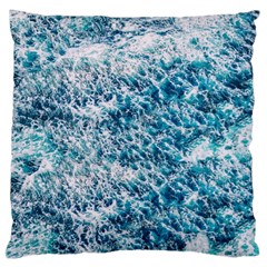 Summer Blue Ocean Wave Large Premium Plush Fleece Cushion Case (two Sides)