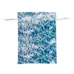 Summer Blue Ocean Wave Lightweight Drawstring Pouch (L) Back