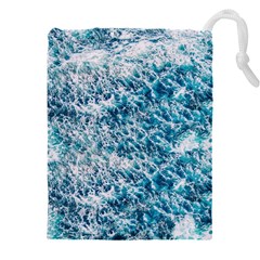 Summer Blue Ocean Wave Drawstring Pouch (4xl) by Jack14