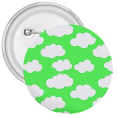 Cute Clouds Green Neon 3  Buttons by ConteMonfrey