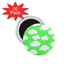 Cute Clouds Green Neon 1 75  Magnets (10 Pack)  by ConteMonfrey