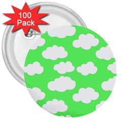 Cute clouds green neon 3  Buttons (100 pack) 