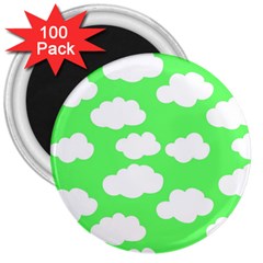 Cute clouds green neon 3  Magnets (100 pack)