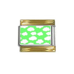 Cute Clouds Green Neon Gold Trim Italian Charm (9mm) by ConteMonfrey