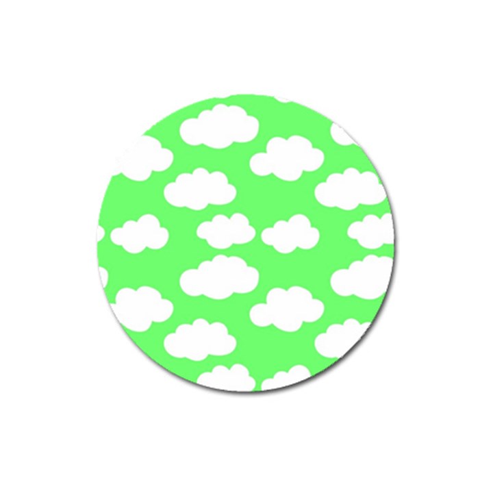 Cute clouds green neon Magnet 3  (Round)