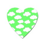 Cute clouds green neon Heart Magnet Front