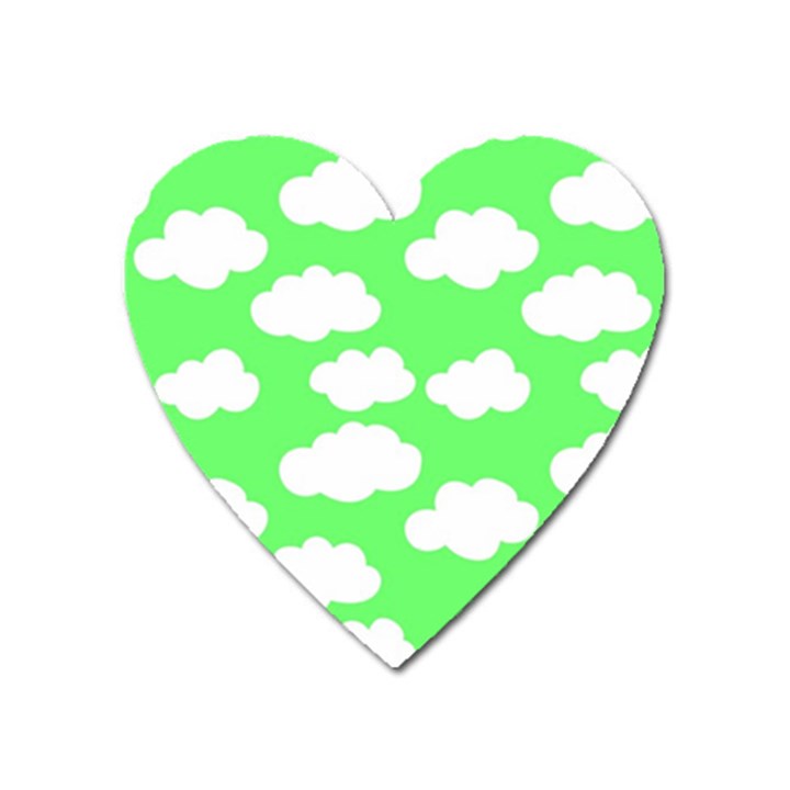 Cute clouds green neon Heart Magnet