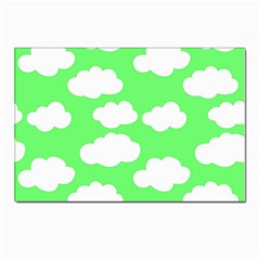 Cute Clouds Green Neon Postcards 5  X 7  (pkg Of 10)