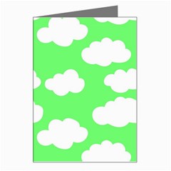 Cute clouds green neon Greeting Card