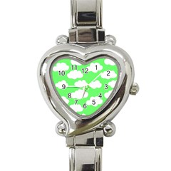 Cute clouds green neon Heart Italian Charm Watch