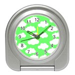 Cute clouds green neon Travel Alarm Clock Front