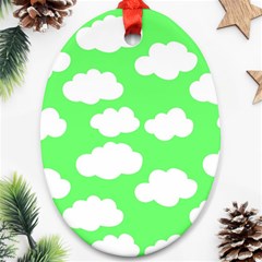 Cute Clouds Green Neon Oval Ornament (two Sides) by ConteMonfrey