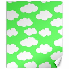 Cute clouds green neon Canvas 8  x 10 