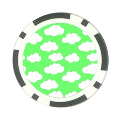 Cute Clouds Green Neon Poker Chip Card Guard by ConteMonfrey