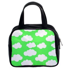 Cute Clouds Green Neon Classic Handbag (two Sides) by ConteMonfrey