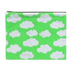 Cute clouds green neon Cosmetic Bag (XL)