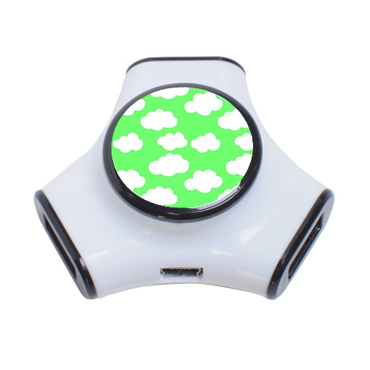 Cute clouds green neon 3-Port USB Hub