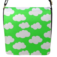 Cute clouds green neon Flap Closure Messenger Bag (S)