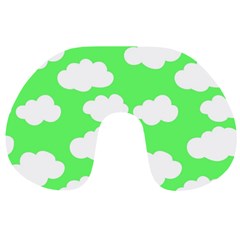 Cute clouds green neon Travel Neck Pillow