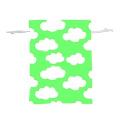 Cute clouds green neon Lightweight Drawstring Pouch (M)