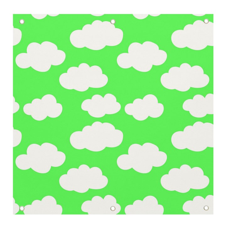 Cute clouds green neon Banner and Sign 4  x 4 