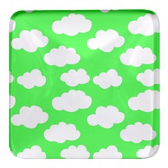 Cute Clouds Green Neon Square Glass Fridge Magnet (4 Pack) by ConteMonfrey