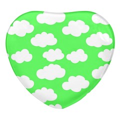 Cute Clouds Green Neon Heart Glass Fridge Magnet (4 Pack) by ConteMonfrey