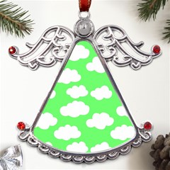 Cute clouds green neon Metal Angel with Crystal Ornament