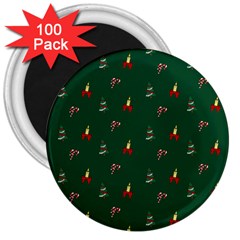 Christmas Green Pattern Background 3  Magnets (100 Pack) by Pakjumat