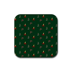 Christmas Green Pattern Background Rubber Coaster (square) by Pakjumat