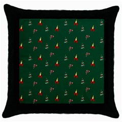 Christmas Green Pattern Background Throw Pillow Case (black) by Pakjumat