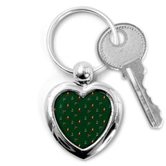 Christmas Green Pattern Background Key Chain (heart) by Pakjumat