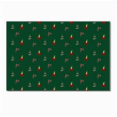 Christmas Green Pattern Background Postcard 4 x 6  (pkg Of 10) by Pakjumat