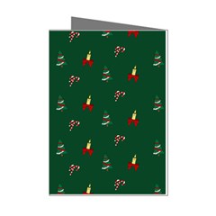 Christmas Green Pattern Background Mini Greeting Cards (pkg Of 8) by Pakjumat