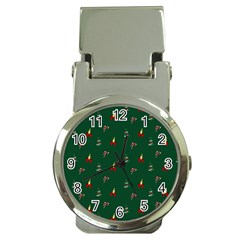 Christmas Green Pattern Background Money Clip Watches by Pakjumat