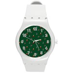 Christmas Green Pattern Background Round Plastic Sport Watch (M) Front