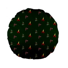 Christmas Green Pattern Background Standard 15  Premium Round Cushions by Pakjumat