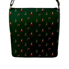 Christmas Green Pattern Background Flap Closure Messenger Bag (l) by Pakjumat