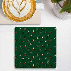 Christmas Green Pattern Background Uv Print Square Tile Coaster  by Pakjumat