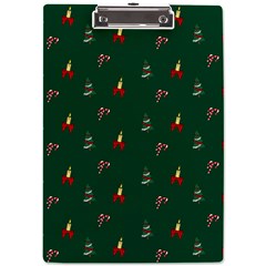 Christmas Green Pattern Background A4 Acrylic Clipboard by Pakjumat