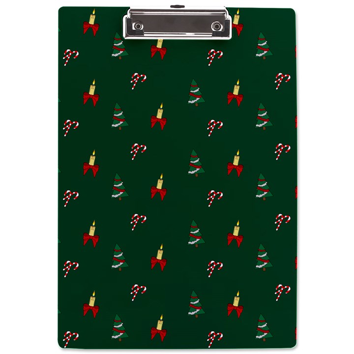 Christmas Green Pattern Background A4 Acrylic Clipboard