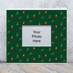 Christmas Green Pattern Background White Wall Photo Frame 5  X 7  by Pakjumat