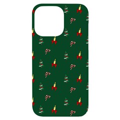 Christmas Green Pattern Background Iphone 14 Pro Max Black Uv Print Case by Pakjumat